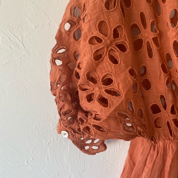 Free People orange eyelet mini dress S - Picture 7 of 10